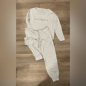 Matching top and bottom Victoria Secret pajamas, cream color, size large